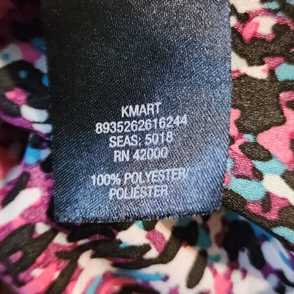 Attention Womens Blouse XL Multicolor Abstract Print Long Sleeve Top indie Y2K - Picture 7 of 7